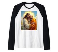 Jesus, Allah, and Buddha: A Symbol of Peace and Unity Camiseta Manga Raglan