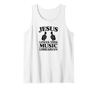 Jesús ama a Este Bibliotecario Musical Culto de la Iglesia Cristiana Camiseta sin Mangas