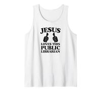 Jesús ama a Este Bibliotecario público Culto a la Iglesia Cristiana Camiseta sin Mangas