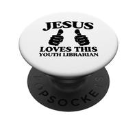 Jesús ama a Este Joven Bibliotecario Culto Cristiano Iglesia PopSockets PopGrip Adhesivo
