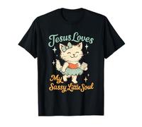 Jesús ama a mi atrevida Little Soul Christian Cat Camiseta
