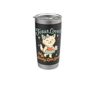 Jesús ama a mi atrevida Little Soul Christian Cat Vaso térmico de acero inoxidable de doble pared