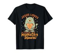 Jesús ama Adorable Cruz de corazón Monstruo Camiseta