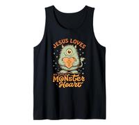 Jesús ama Adorable Cruz de corazón Monstruo Camiseta sin Mangas