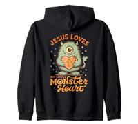 Jesús ama Adorable Cruz de corazón Monstruo Sudadera con Capucha