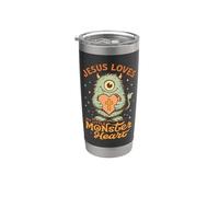 Jesús ama adorable cruz de corazón monstruo Vaso térmico de acero inoxidable de doble pared
