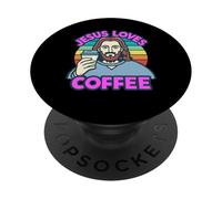 Jesús ama el café Biblia Cafeína Espresso Religiosa Mañana PopSockets PopGrip Adhesivo