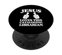 Jesús ama Esta Iglesia Cristiana bibliotecaria catalogadora PopSockets PopGrip Adhesivo