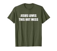 Jesús ama Este lío Caliente Camiseta, Hombre, Verde Oliva, XL
