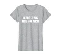 Jesús ama Este lío Caliente Camiseta, Mujer, Gris Jaspeado, XXL