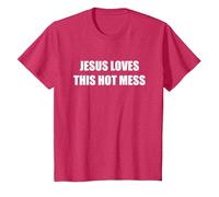 Jesús ama Este lío Caliente Camiseta, Niños, Rojo Jaspeado, 6 años
