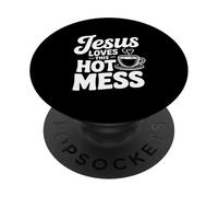 Jesús ama Este lío Caliente Humor Cristiano Divertido PopSockets PopGrip Adhesivo