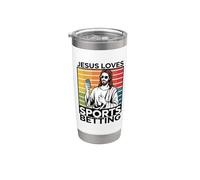 Jesús ama las apuestas deportivas Parlay Funny Gambling DFS Over Vaso térmico de acero inoxidable de doble pared