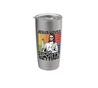 Jesús ama las apuestas deportivas Parlay Funny Gambling DFS Over Vaso térmico de acero inoxidable de doble pared