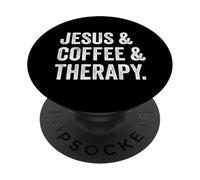 Jesus and Coffee and Therapy PopSockets PopGrip Adhesivo