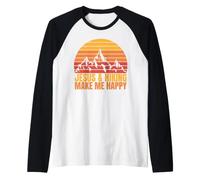 Jesus and Hiking Make Me Happy Fun para Excursionistas Unisex Camiseta Manga Raglan