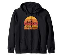 Jesus and Hiking Make Me Happy Fun para Excursionistas Unisex Sudadera con Capucha