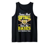Jesus and Softball Run The Bases Set Before You Camiseta sin Mangas