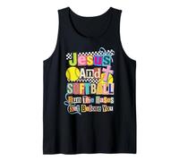 Jesus and Softball Run The Bases Set Before You Camiseta sin Mangas