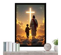 Jesús Art,LED Religiosa Decoración del Hogar Cristiana | Cuadro Cristiano Enmarcado de Jesús | Para Dormitorio, Salón, Entrada, Oficina, Escuela, Iglesia, Hotel, Apartamento, Dormitorio Navidad