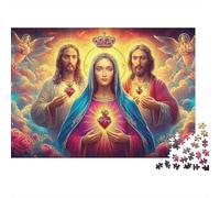 Jesús Ascensión 1000 Piece Recycled Cardboard Arte del trío Sacred Heart Jigsaw Puzzle Adult Educational Game Activity Great Gift for Men Women Puzzle Collectors 38x26cm/1000pcs