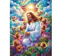 Jésus Avec Des anges Dans le Jardin Rompecabezas 500 Piezas Cartón Grueso para Adultos Mitos Cuento de Hadas Desconectar Rutina Ejercicio Mental Relajante Decoración Dormitorio Regalo 500 PCS