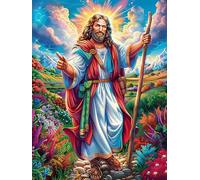 Jésus Avec un bâton Dans le Jardin Fleuri Rompecabezas 500 Piezas Cartón para Principiantes Mitos fantásticos Juego Familiar Ejercita La Mente Garantía Reposición Piezas 500 PCS