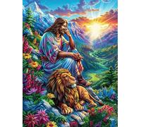 Jésus Avec un Lion Dans le Jardin Puzzle 500 Piezas Cartón Grueso para Adultos Y Adolescentes Mitos fantásticos Ocio Doméstico Terapia Relajación Mejor Valorado Idea De Regalo 500 PCS