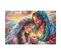 Jesús Bendición de Boda Religioso Fe Espiritual Puzzle 1000 Piezas para Adultos Relajante Divertido Y Estimulante Aficionados A Puzzles Y Hobby 1000 PCS（75x50cm）