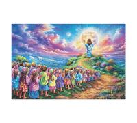 Jesús Bendición del Cielo Religioso Fe Espiritual Puzzle 1000 Piezas para Adultos Divertido Creativo Y Relajante Actividades Diarias Y Pasatiempos 1000 PCS（75x50cm）