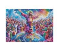 Jesús Bendición Global Religioso Fe Espiritual Puzzle 300 Piezas para Adultos Divertido Estimulante Y Relajante Hobby Y Entretenimiento En Casa 300 PCS（40x28cm）