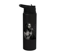 Jesus Blowing Wishes Funny Diente de león gráfico envejecido Stainless Steel Insulated Water Bottle