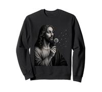 Jesus Blowing Wishes Funny Diente de león gráfico Envejecido Sudadera