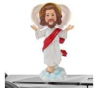 Jesús Bobblehead para salpicadero de coche, cabeza de Jesús Bobble para salpicadero de coche, resina, estatua religiosa de Bobblehead | Exquisitas figuras de Jesús, figuras simbólicas, decoración para