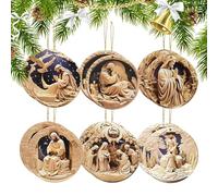 Jesús Bolas de Navidad - 12 Piezas de decoración de Madera - Christian Auto Interior Espejo Jesús Decoración para la Pared árbol Ventana Iglesia Boda Dormitorio Pascua Sala de Estar