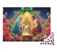 Jesús Caballo Blanco Puzzle Adultos 1000 Piezas Natividad Navidad Flor Nochebuena Premium Grueso Vibrante Desafiante Alivio Estrés Regalo 38x26cm