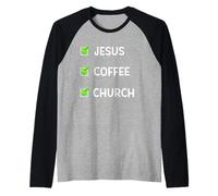 Jesús Café Y Iglesia Buena Madre Religiosa Cristiana Camiseta Manga Raglan