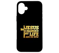 Jesús cambió mi vida me preguntó cómo Cristo devoto Faithcross Carcasa para iPhone 16 Plus