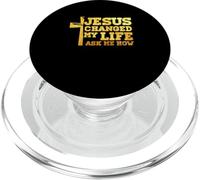 Jesús cambió mi vida me preguntó cómo Cristo devoto Faithcross PopSockets PopGrip para MagSafe