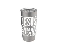 Jesus Cambio Mi Vida Preguntame Como Cristianos Vaso térmico de acero inoxidable de doble pared