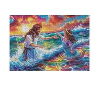 Jesús Camina sobre el mar Puzzle 300 Piezas Familiar Pasatiempo Tiempo Feliz Rompecabezas 3D para Familia Juguete Educativo Construir Maquetas Aliviar Estrés 300 PCS