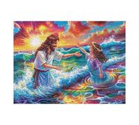 Jesús Camina sobre el mar Puzzle 500 Piezas Educativo Construir 3D Tiempo Feliz Rompecabezas para Familia Maquetas Educativas Desafío Intelectual Decoración Hogar 500 PCS