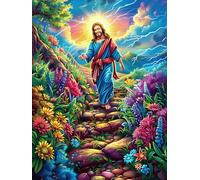 Jesús Caminando por el jardín Florido Puzzle 1000 Piezas Cartón Blanco Premium para Expertos Vacaciones Fines Semana Reducir Estrés Hobby Y Ocio Garantía Satisfacción 1000 PCS