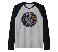 Jesús Caminando sobre Agua Salvando Pedro Sagrado Mosaico Fe Camiseta Manga Raglan