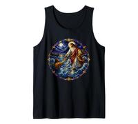 Jesús Caminando sobre Agua Salvando Pedro Sagrado Mosaico Fe Camiseta sin Mangas