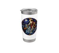 Jesús Caminando Sobre Agua Salvando Pedro Sagrado Mosaico Fe Vaso térmico de acero inoxidable de doble pared