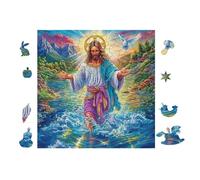 Jesús Caminando sobre el Agua Puzzle 100 Piezas Cartón Grueso para Coleccionistas Eventos Team Building para Relajarse Regalo Aniversario 28x28cm
