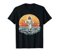 Jesús Caminando sobre el Agua Sol y Las Olas Camiseta