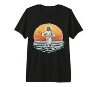 Jesús Caminando sobre el Agua Sol y Las Olas Camiseta Premium