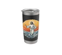 Jesús caminando sobre el Agua Sol y las Olas Vaso térmico de acero inoxidable de doble pared